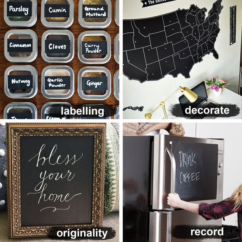 UnityStar Chalk Paper, 17.7" X 78.7" Adhesive Chalkboard Contact Paper Removable Wall Decal Stickers with 1 Liquid Chalk Marker & 5 Colors Chalks for Home Office School Blackboard Restaurant Menu - Image 5
